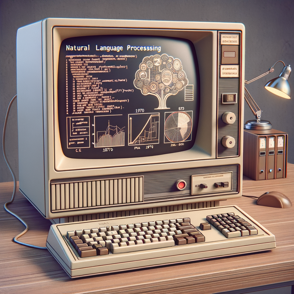 1970- computer Screen, showing Natural Language Processing